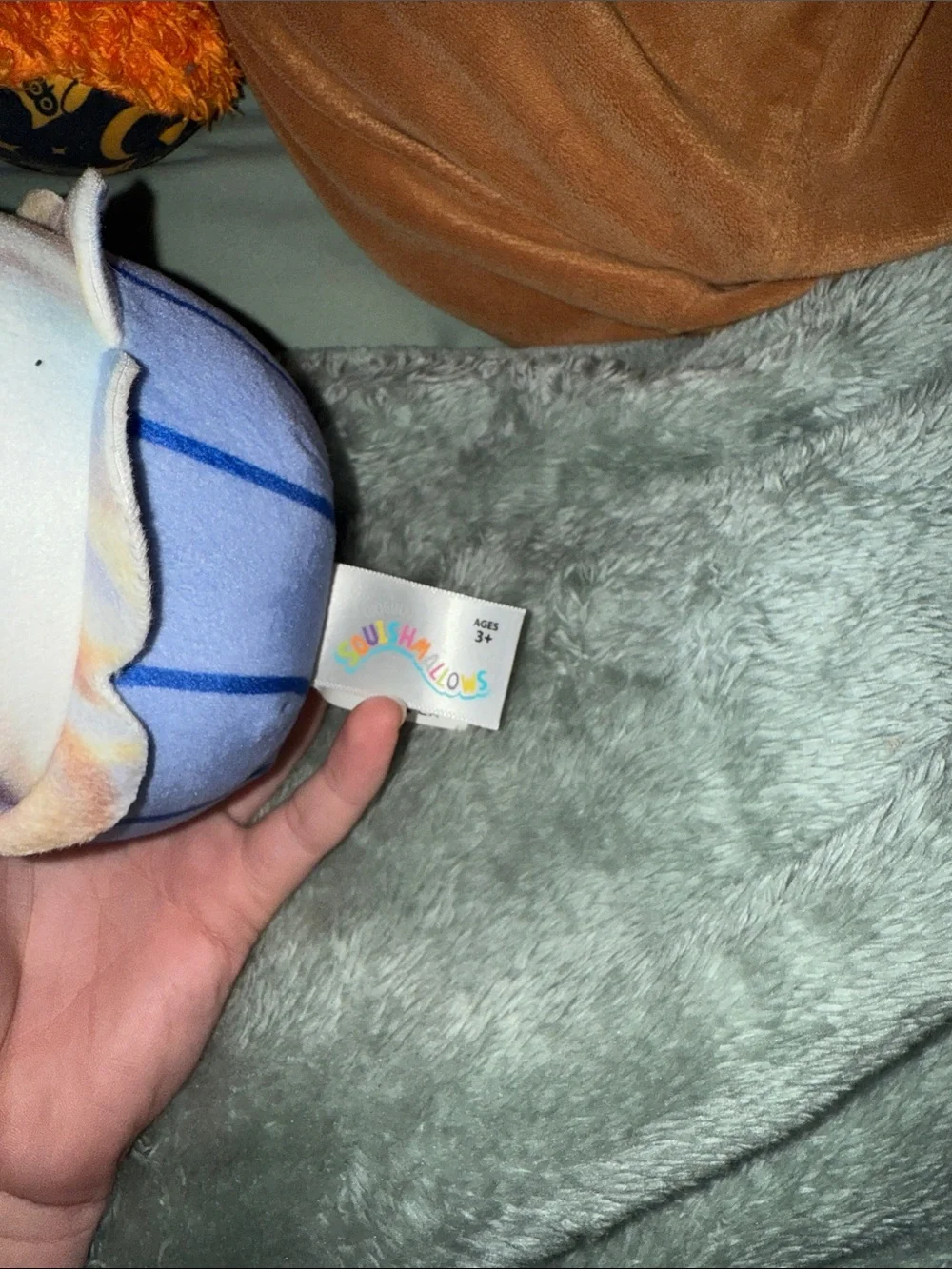 Squishmallows Blue and Peach Cupcake Plush with Embroidered Face